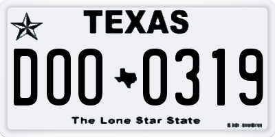 TX license plate DOO0319