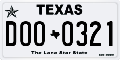 TX license plate DOO0321