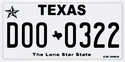 TX license plate DOO0322