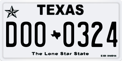 TX license plate DOO0324