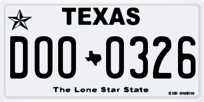 TX license plate DOO0326