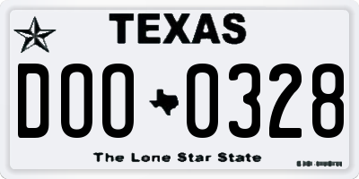 TX license plate DOO0328