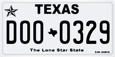 TX license plate DOO0329