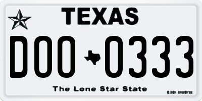 TX license plate DOO0333