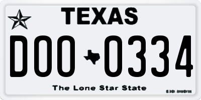TX license plate DOO0334