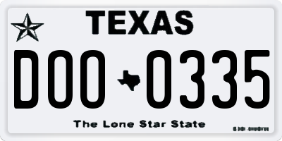 TX license plate DOO0335