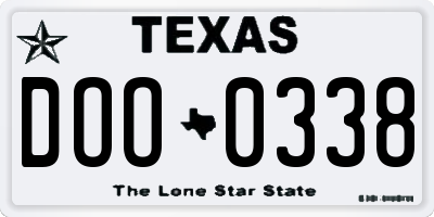 TX license plate DOO0338