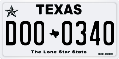 TX license plate DOO0340
