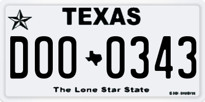 TX license plate DOO0343