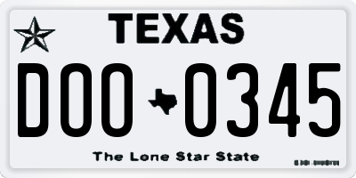 TX license plate DOO0345