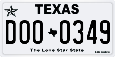 TX license plate DOO0349
