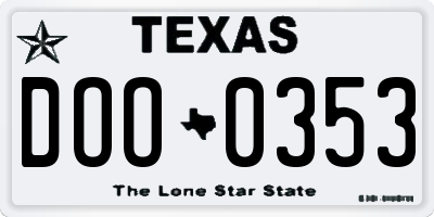 TX license plate DOO0353