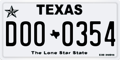TX license plate DOO0354