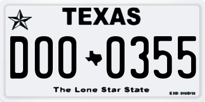 TX license plate DOO0355