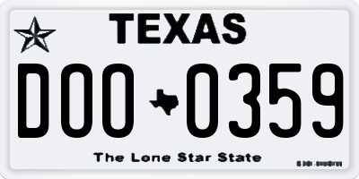 TX license plate DOO0359