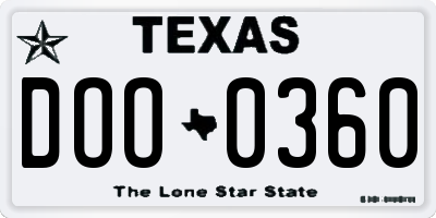 TX license plate DOO0360