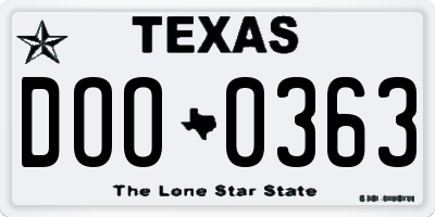 TX license plate DOO0363