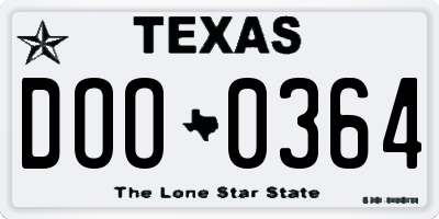 TX license plate DOO0364