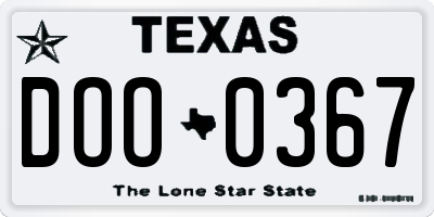 TX license plate DOO0367