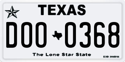 TX license plate DOO0368