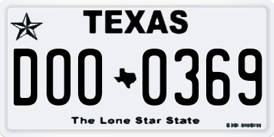 TX license plate DOO0369