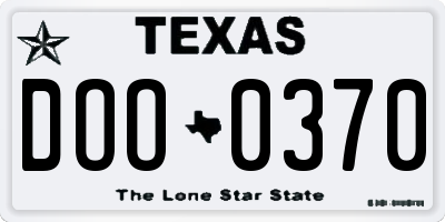 TX license plate DOO0370