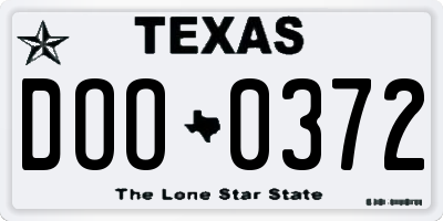 TX license plate DOO0372