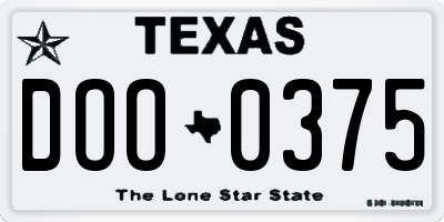 TX license plate DOO0375