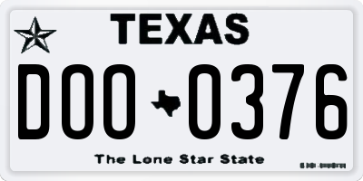 TX license plate DOO0376