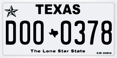 TX license plate DOO0378