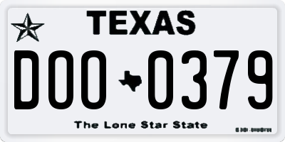 TX license plate DOO0379
