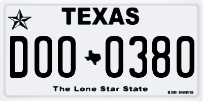 TX license plate DOO0380