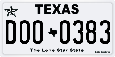 TX license plate DOO0383