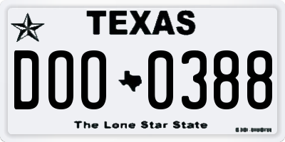 TX license plate DOO0388