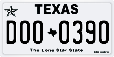 TX license plate DOO0390