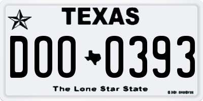 TX license plate DOO0393