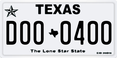 TX license plate DOO0400