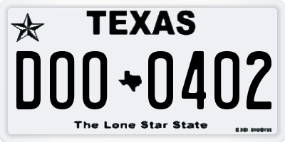 TX license plate DOO0402