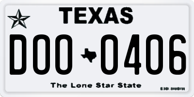TX license plate DOO0406