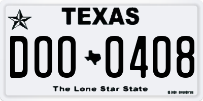 TX license plate DOO0408