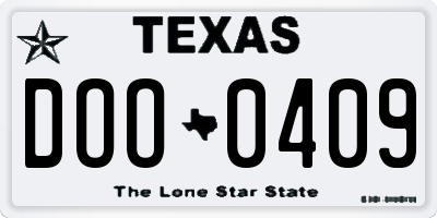 TX license plate DOO0409