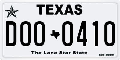 TX license plate DOO0410