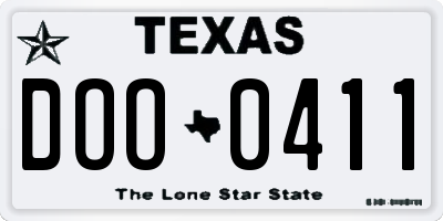 TX license plate DOO0411