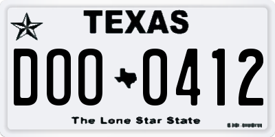 TX license plate DOO0412