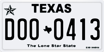 TX license plate DOO0413
