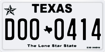TX license plate DOO0414