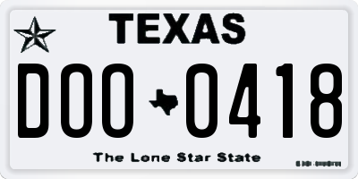 TX license plate DOO0418