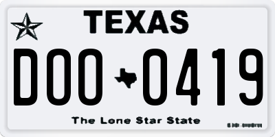 TX license plate DOO0419