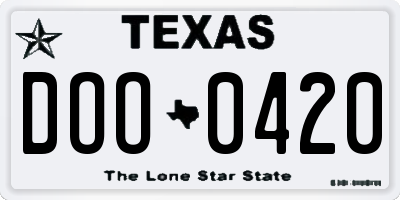 TX license plate DOO0420