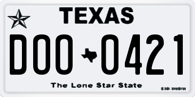 TX license plate DOO0421